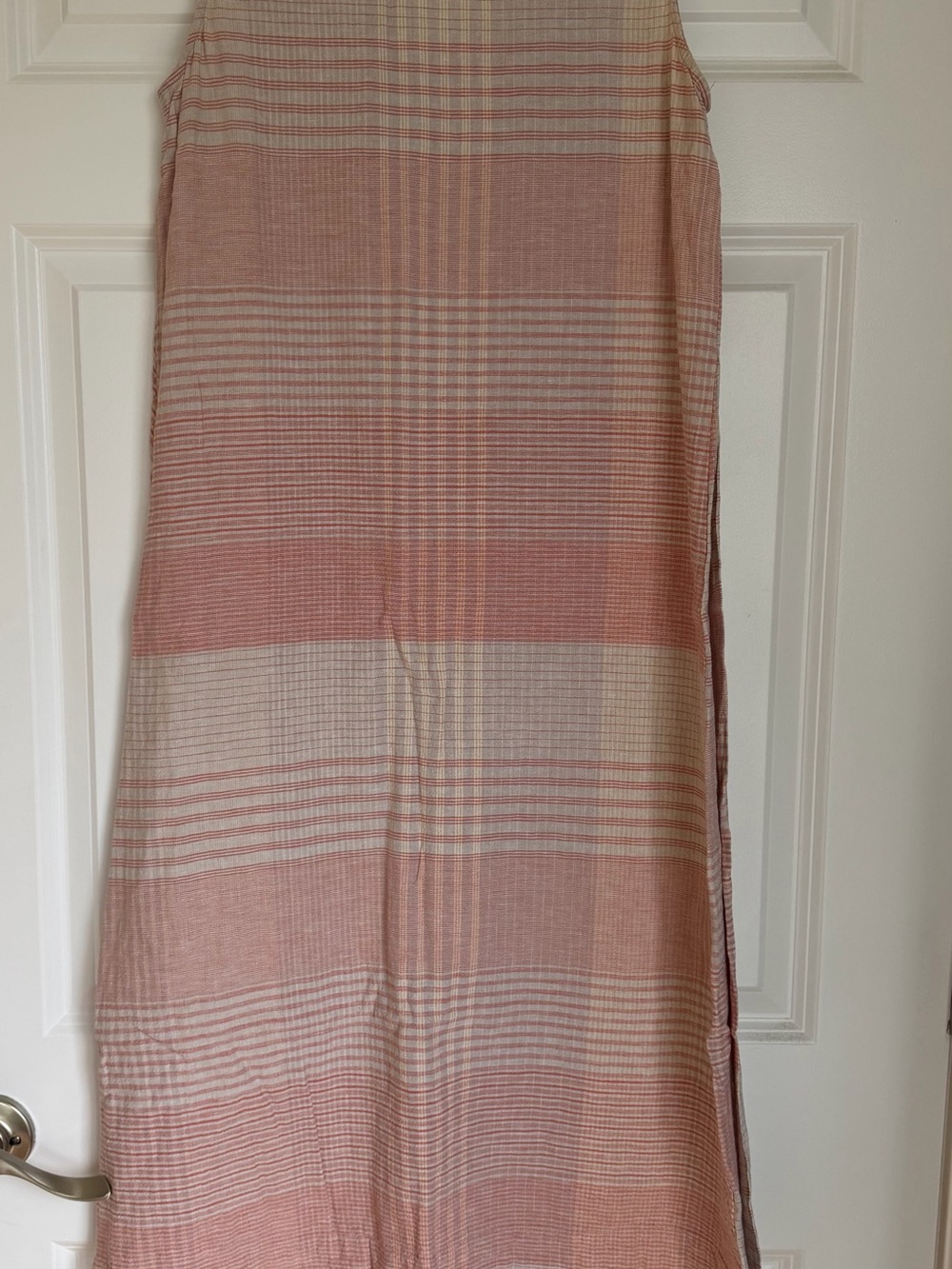 J. Jill Pink and Cream Plaid Sleeveless Midi Dress linen bland - Picture 4 of 10